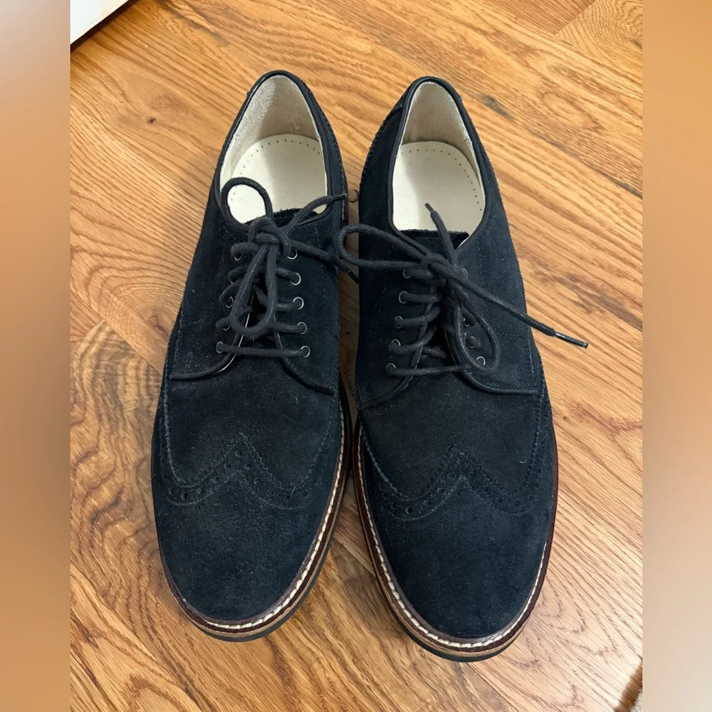 Cole Haan Black Suede Wingtip Oxfords